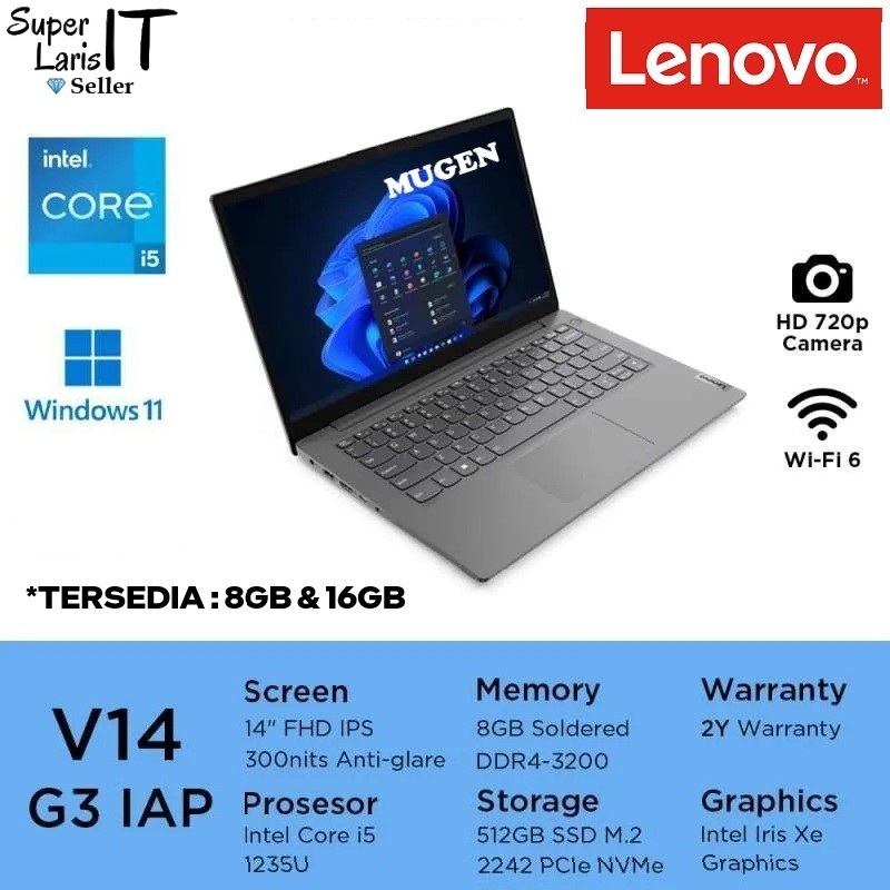 Laptop Lenovo V14 ADA 82C60045ID Ryzen 3 3250U 4GB 256GB 14" HD W10 OHS