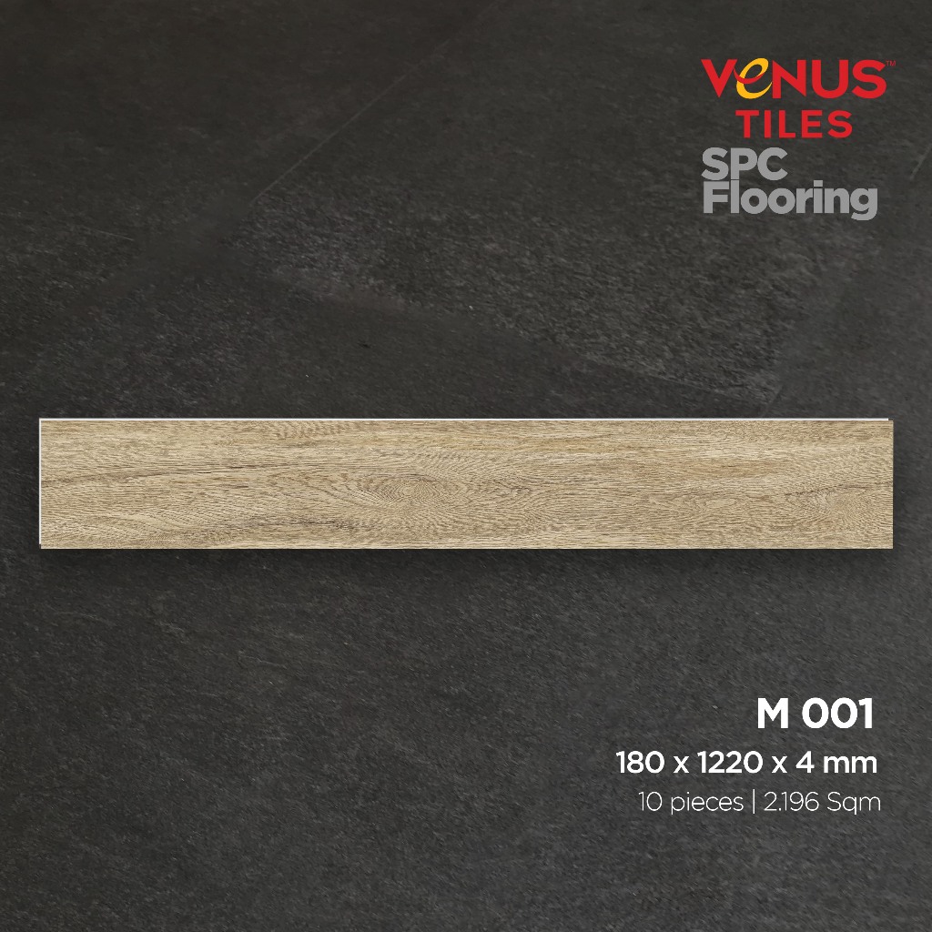 LANTAI MOTIF KAYU CLIK KLIK VENUS LANTAI SPC FLOORING M001 18X122CM - VENUS TILES