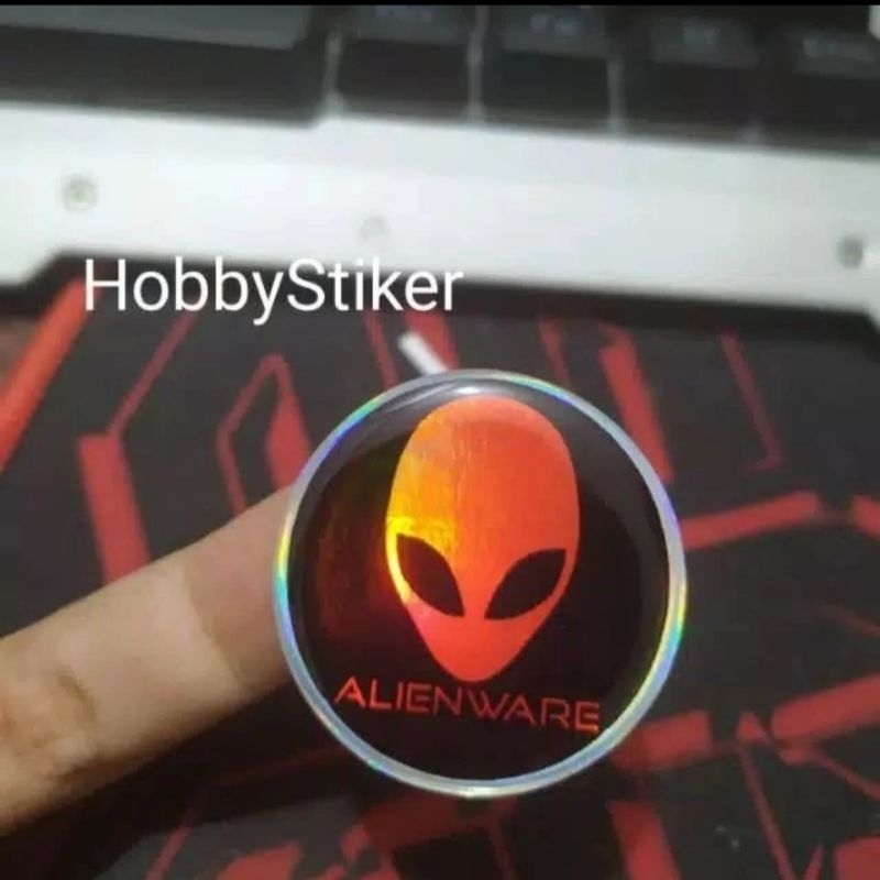 Stiker emblem timbul alienware gaming untuk pc laptop