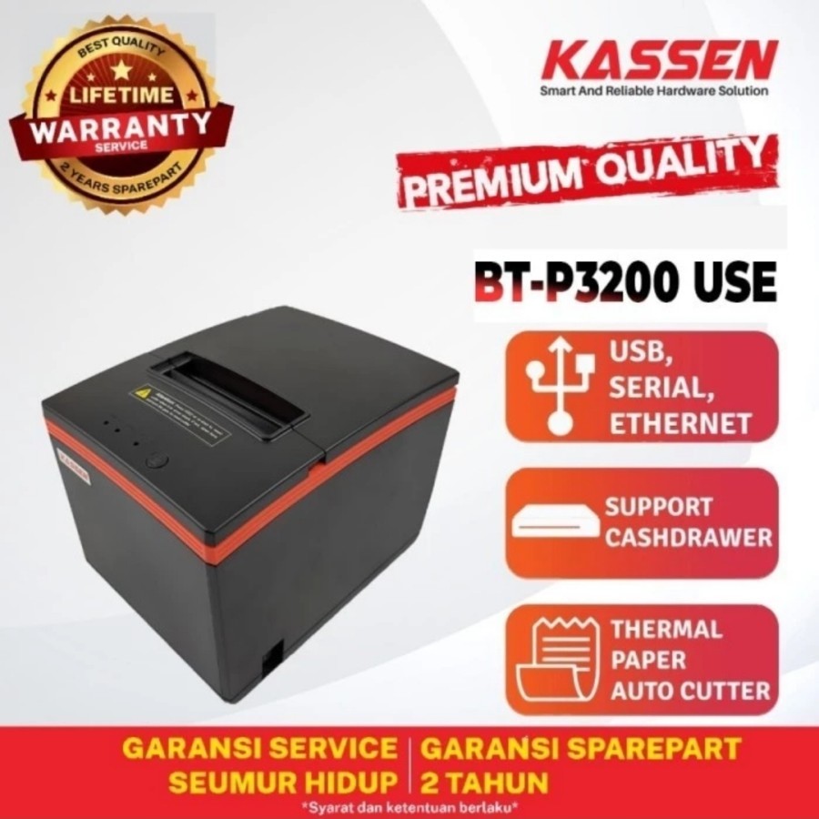 KASSEN BT-P3200 PRINTER KASIR THERMAL - Kassen BT P3200 BLUETOOTH & USB