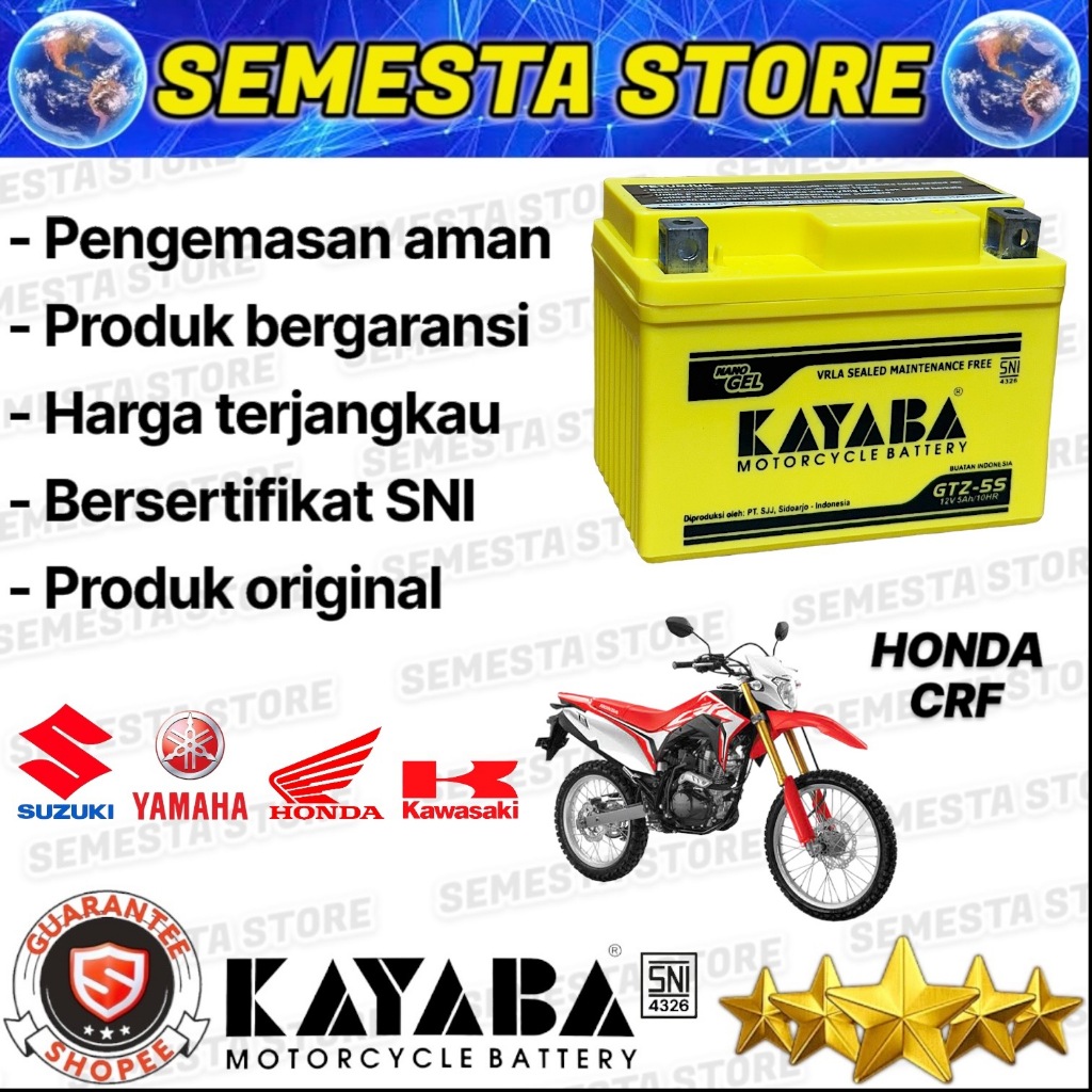LANGSUNG PAKAI KAYABA GTZ5S CRF RGV 250 FREEGO VIXION WR 155 XEON MTZ5S YTZ5S DTZ5S GTZ4V YTZ4V