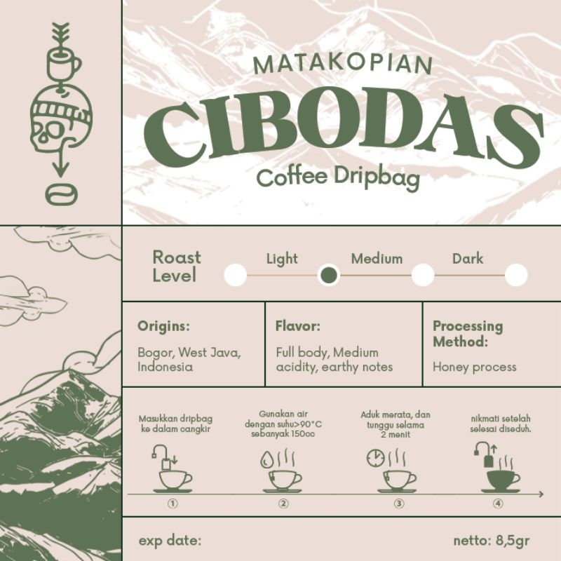 

Coffee Bag Kopi Arabika Cibodas Single Origin - 8,5 gram
