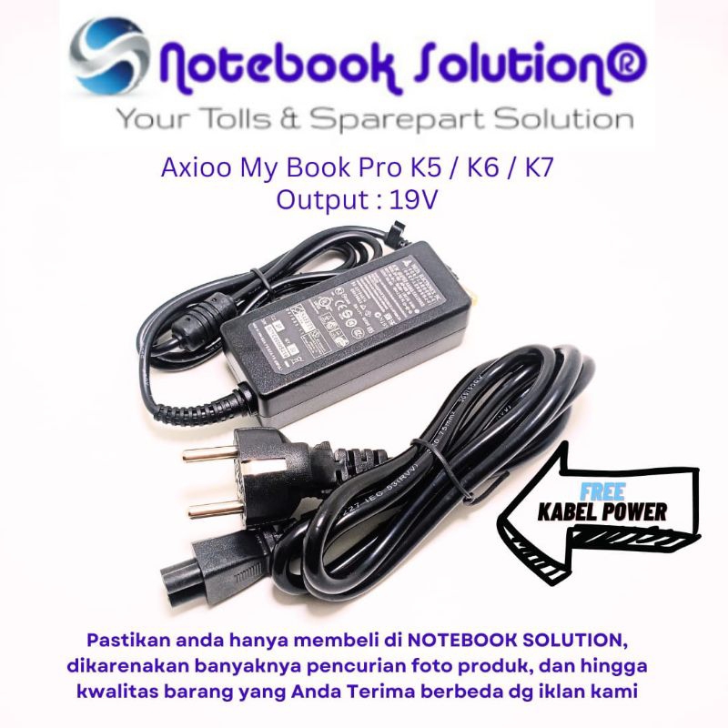 Adaptor Carger Axioo Mybook Pro K5 K6 K7 + Kabel power tinggal pakai bergaransi