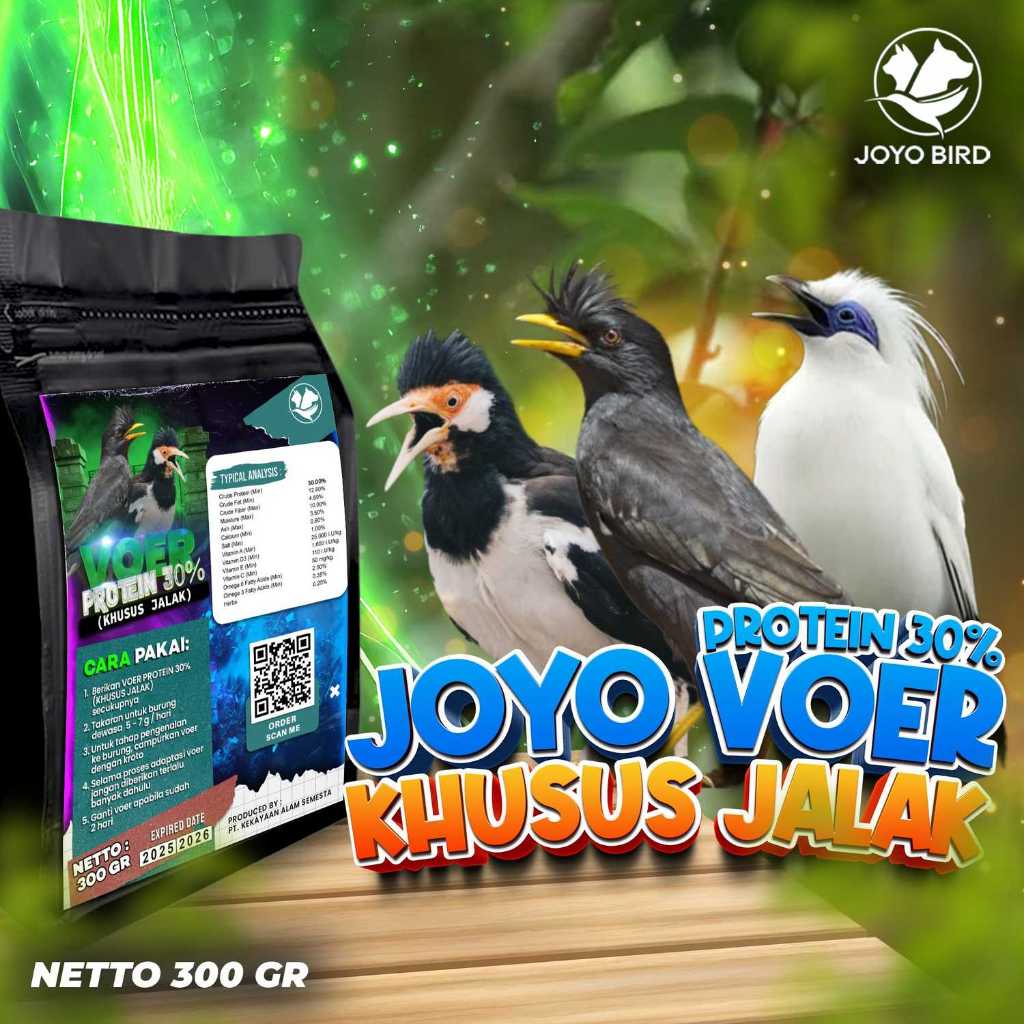 VOER BURUNG JALAK | VOER HARIAN | VOER NUTRISI KOMPLIT | JOYO VOER JALAK PROTEIN 30%  300 GR