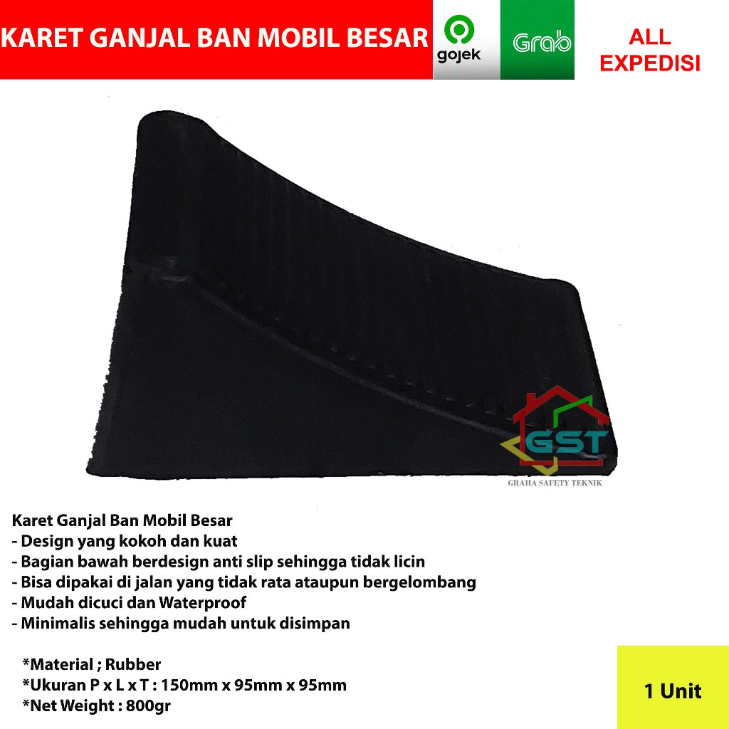 karet ganjal ban mobil besar/rubber wheel chock/pengganjal ban