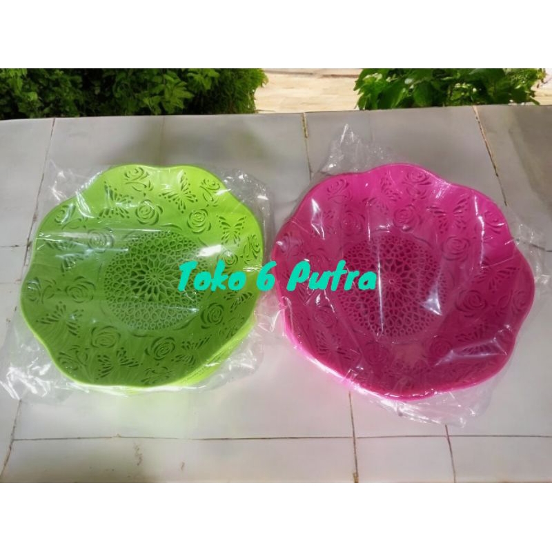 1 LUSIN - Piring Rotan Plastik Anyaman Per Lusin Piring Lalapan Plastik