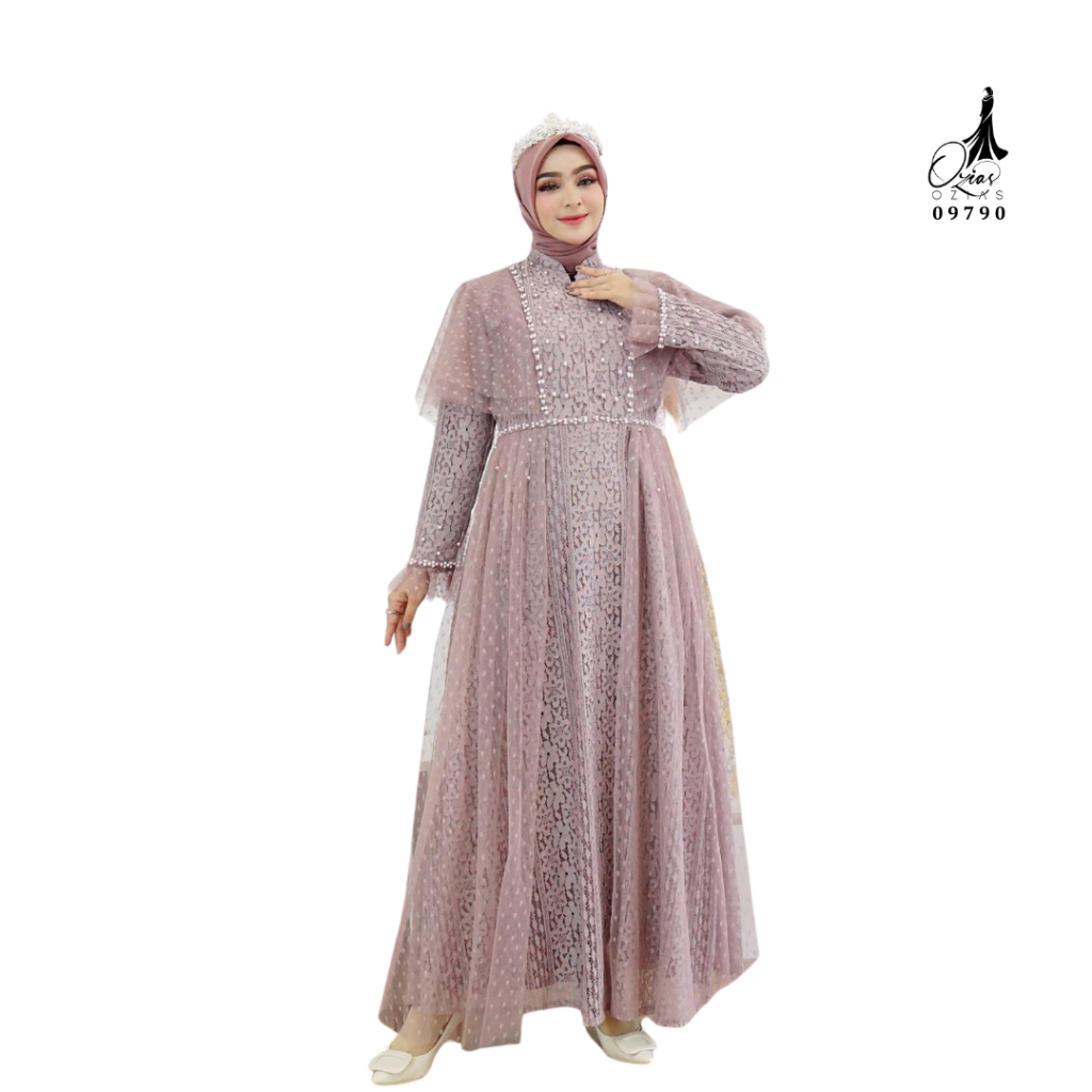 Ozias - Gamis Brokat 09790 Ld 105 I Gamis Mewah Wanita I Gamis Brokat