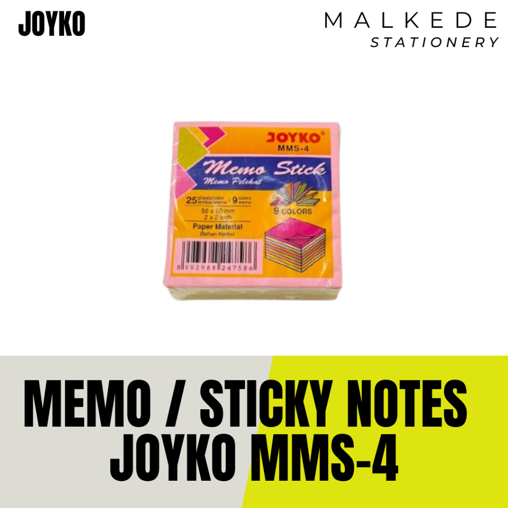 

MEMO / STICKY NOTES JOYKO | JOYKO MMS-4 | 50 X 50 MM / 2 x 2 INCH | 9 WARNA