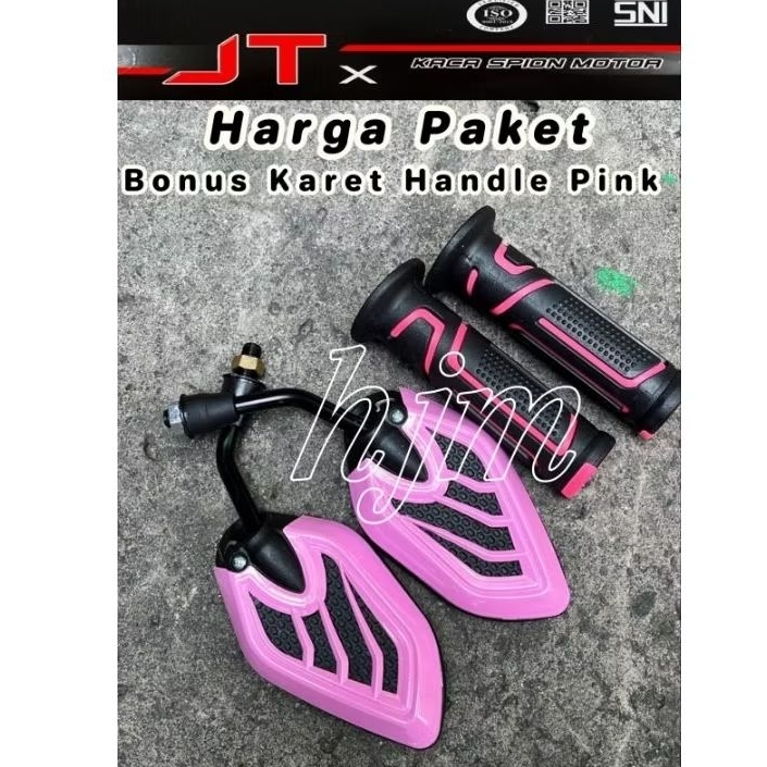 Paket Spion Motor Handgrip Variasi Black Pink