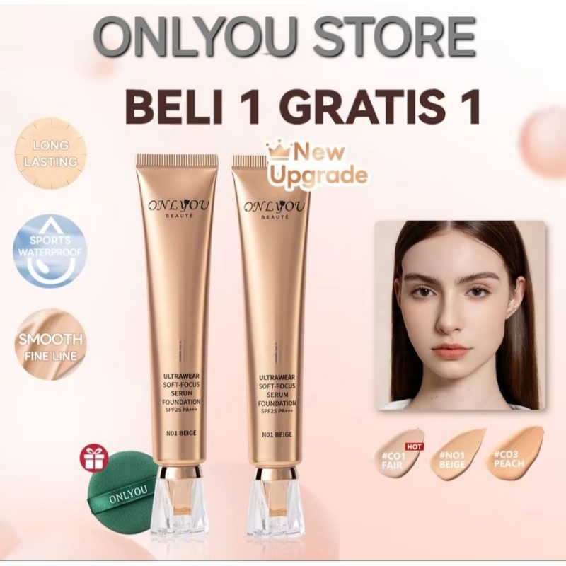 ONLYOU FOUNDATION NEW UPGRADED 3 SHADE BPOM ORIGINAL