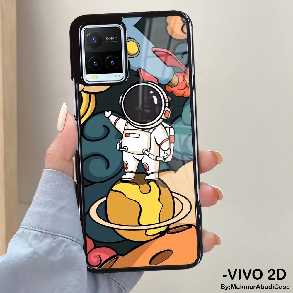 Hardcase Glossy 2D Case Vivo Y21 Y21A Y21S Y21T Y33T Y33S Casing Vivo - Case Motif Galaxy Astronot