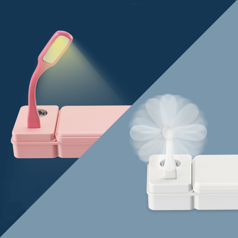 

3 IN 1 Kotak Pensil Multifungsi Lampu Meja / Kipas Angin Kecil Hadiah / Tulis Kotak Penyimpanan /