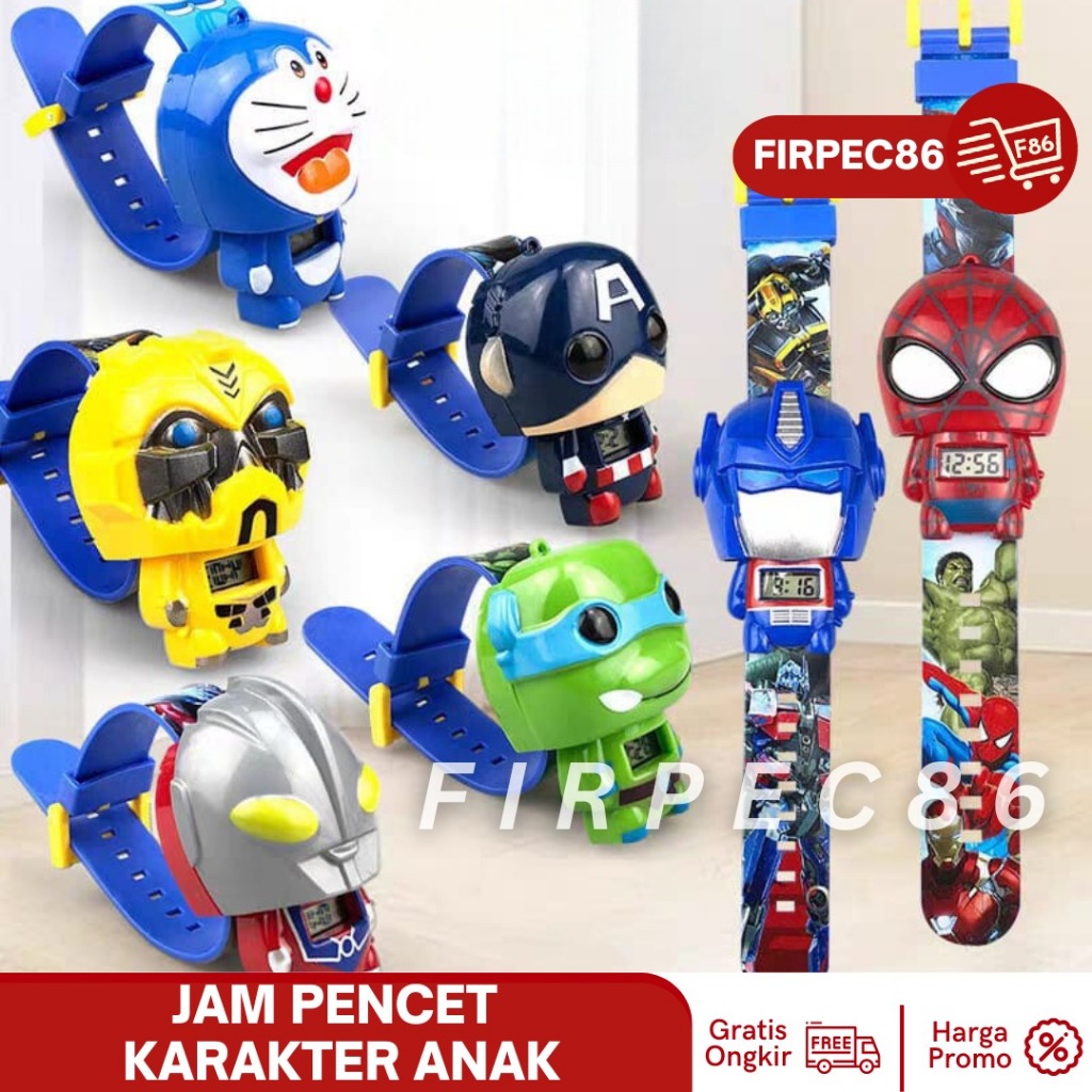Jam Tangan Anak Robot Super-Hero Karakter PENCET / AVENGER DC FROZEN PONNY DORAEMON | Jam Tangan Ana