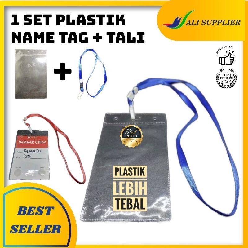 SET PLASTIK ID 1 SET NAME TAG + TALI DIJAMIN MURAH / TALI NAMETAG ID CARD / TALI ID CARD / NAMETAG P