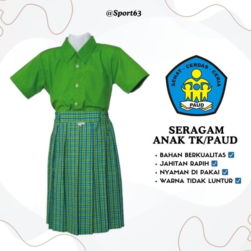 Seragam anak Tk/Paud/Satu set seragam baju anak Tk/Paud/Stelan anak paud/Tk/ Seragam sekolah anak/Se