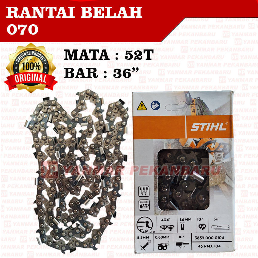 070 Rantai Chainsaw Belah 52T Bar 36" Sinso Senso Besar STIHL ORI