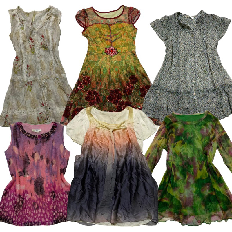★ thrift dress atasan cottage core coquette grunge floral fairy