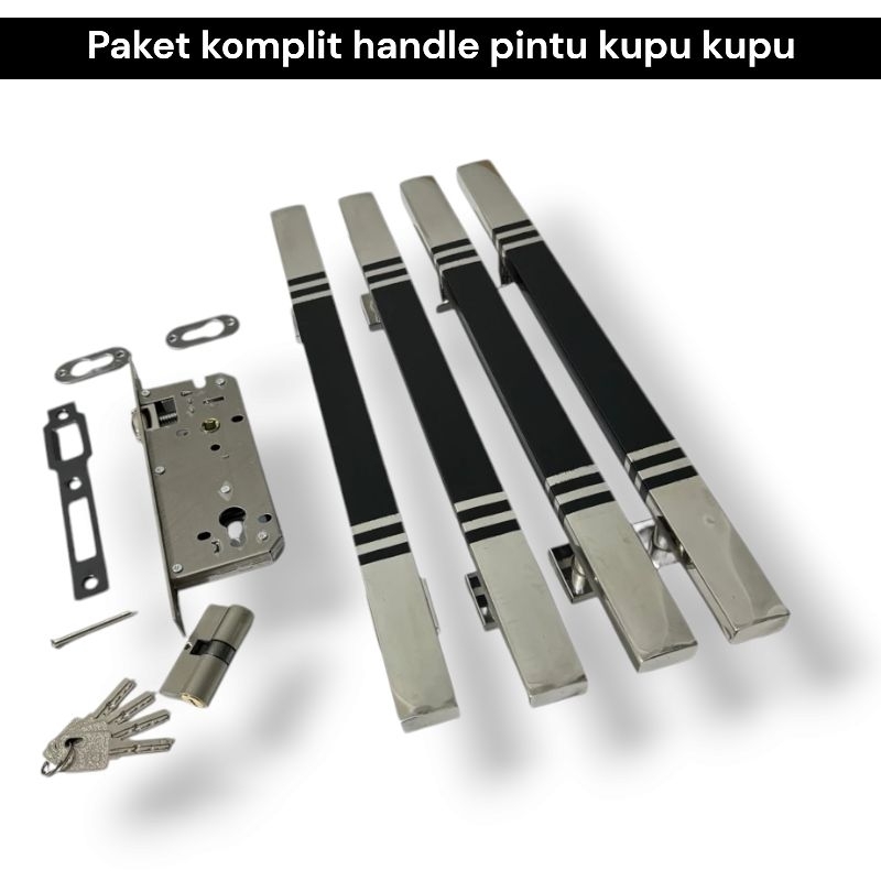 1 set handle pintu rumah stainless tarikan gagang pintu rumah minimalis set body kunci handle pintu 
