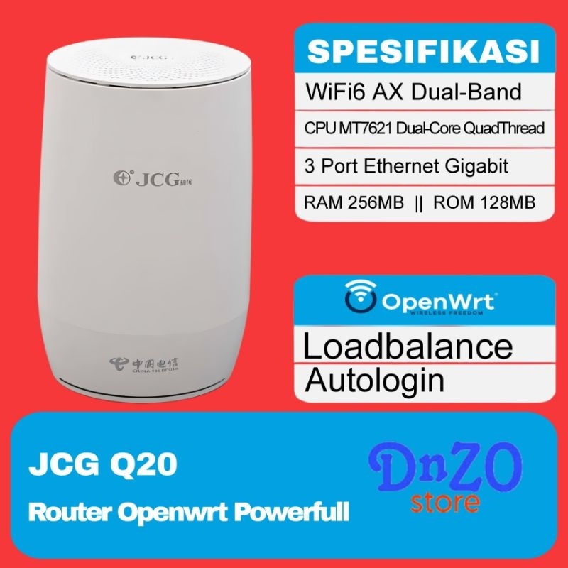 JCG Q20 Openwrt AX1800 Dual-Band wifi6 loadbalance autologin wms wifi.id seamless router Dual band w