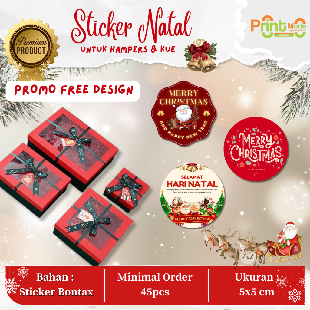 

(MIN. ORDER 45PCS) STICKER NATAL / STICKER KUE / MERRY CHIRSTMAST / FREE DESIGN