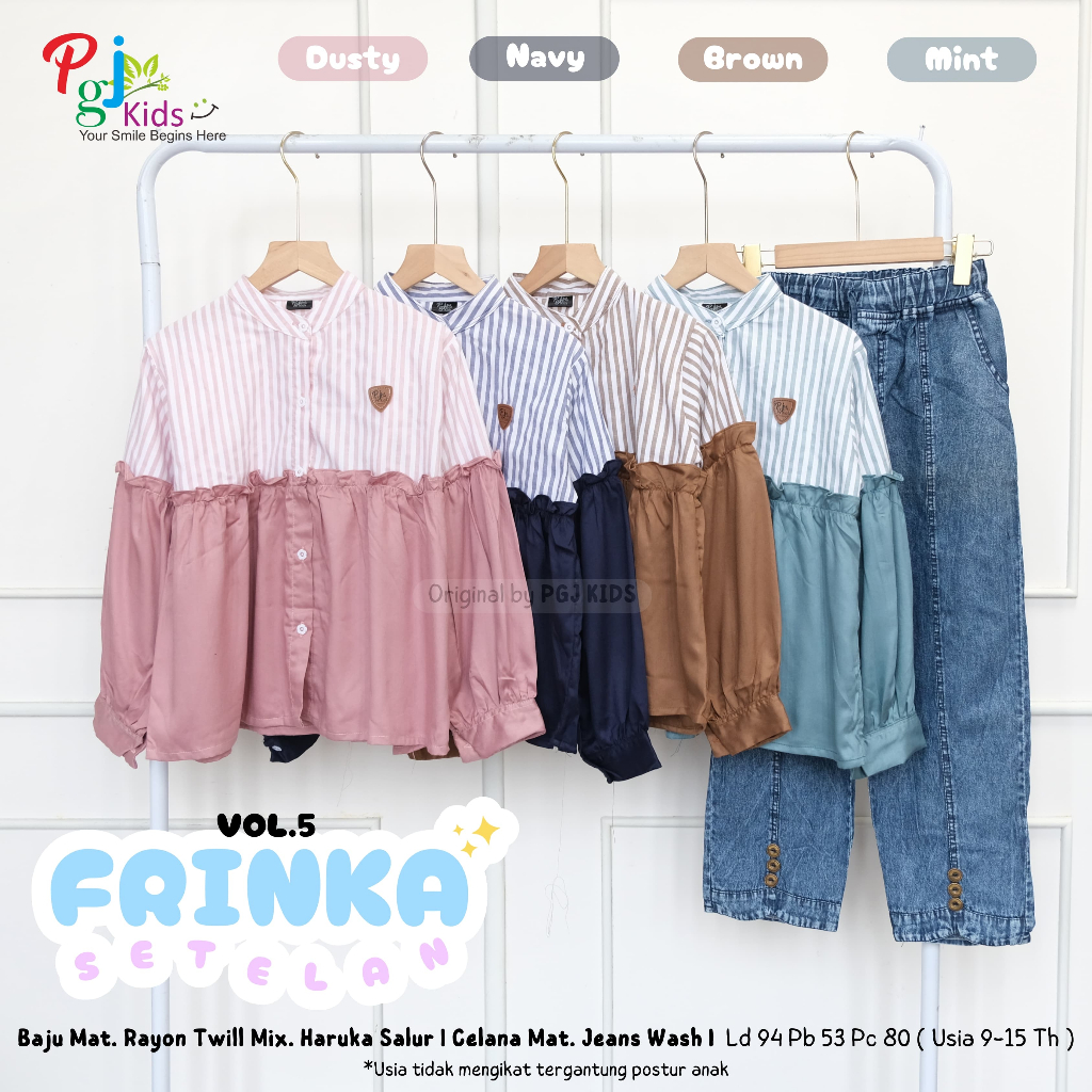 setelan jeans anak perempuan remaja tanggung 9-15 tahun frinka friska set ori pgj kids