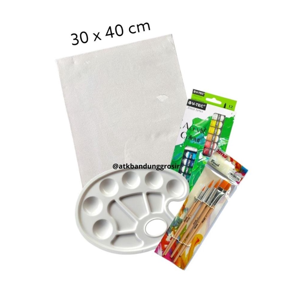 

ART S6M Paket Melukis Lengkap Set 4 in 1 Variasi Jumbo Set Kanvas 3x4 Kuas Palet Cat Acrylic Set SHABG
