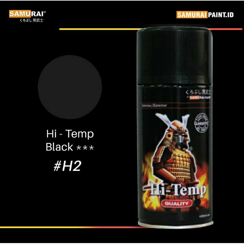 #MAU# Cat Semprot Samurai Paint Hi Temp H2 Black 300ml Hitam Doff Cat Spray Duco Knalpot Hitam Dop D