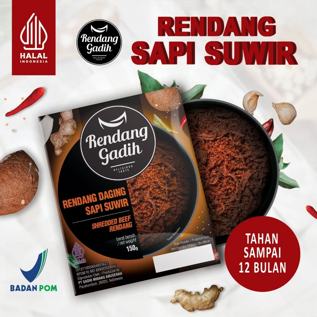 

Rendang Gadih - Rendang Daging Sapi Suwir 150gr / Rendang Kering 100% Halal