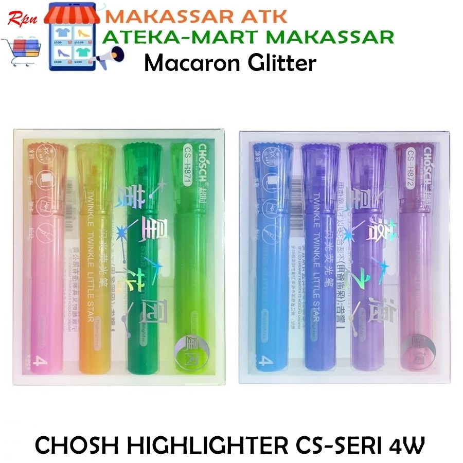 

[1SET/4PCS] CHOSH HIGHLIGHTER CS-H871 CS-H872 GLITTER TEXTLINER