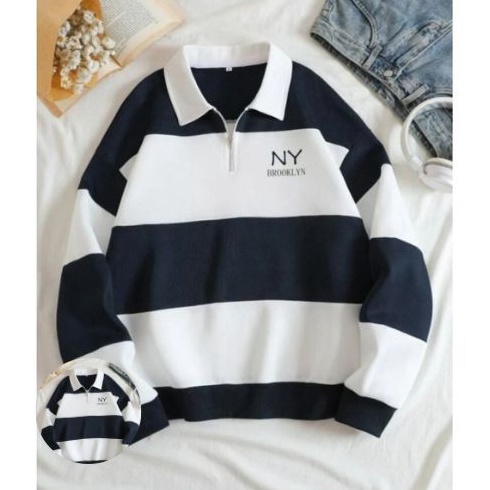 BIG SALE RUGBY NY BROOKLYN SWEATER STRIPE NY SWEATER KERAH SWEATER KOMBINASI PRIA WANITA