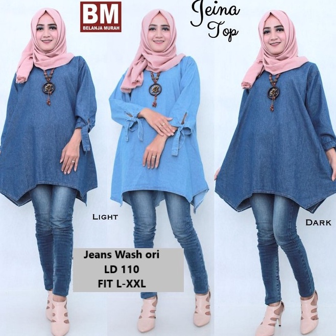 KODE C94G JEINA BAJU WANITA ATASAN TUNIK JEANS IBU HAMIL KANTORAN KONDANGAN FORMAL INFORMAL LEBARAN