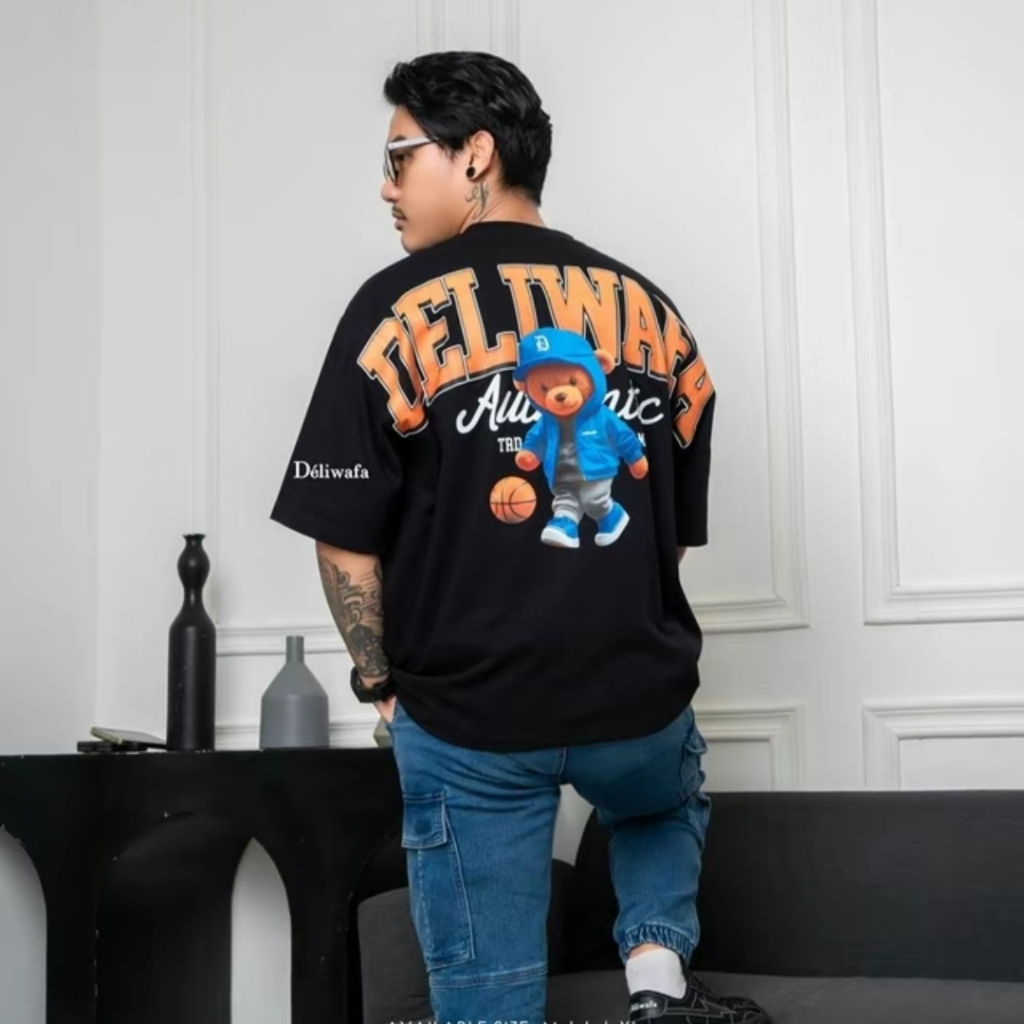 Kaos T-shirt DELIWAFA AUTENTIC Basket Bigsize Kaos Urban Style DELIWAFA Oversize