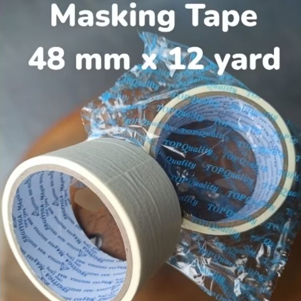 

1 pcs | Solasi Lakban Kertas 48mm x 12 yard Masking Tape 2 inch Segitiga Mas