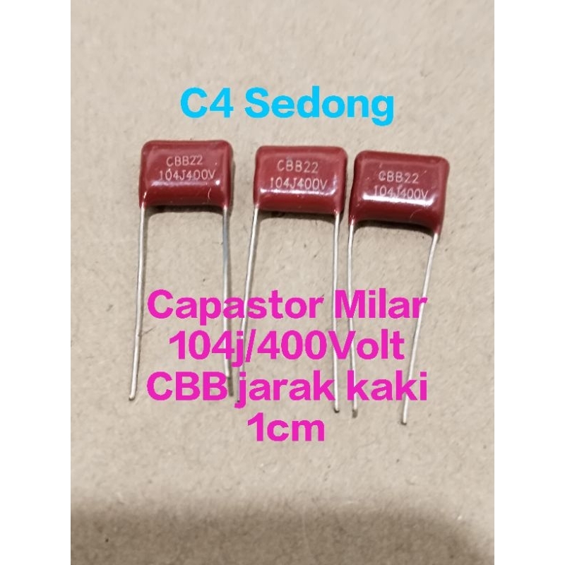 Capastor Milar 104j 400Volt CBB (per 5 pcs)
