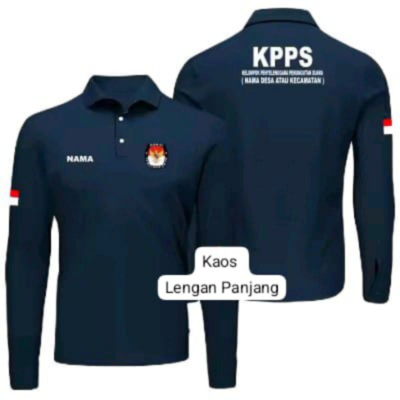 KAOS BERKERAH LENGAN PANJANG KPPS FREE NAMA DI BAJU // KAOS KPPS BISA COD