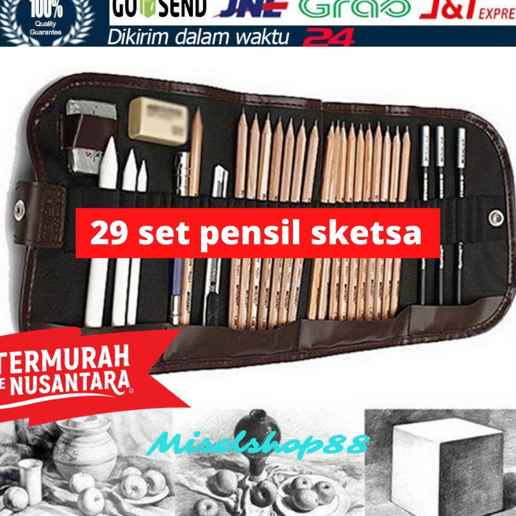 

Penjualan Terbaiik set 29 pensil sketsa gambar sketch drawing pencil free pouch exclusive