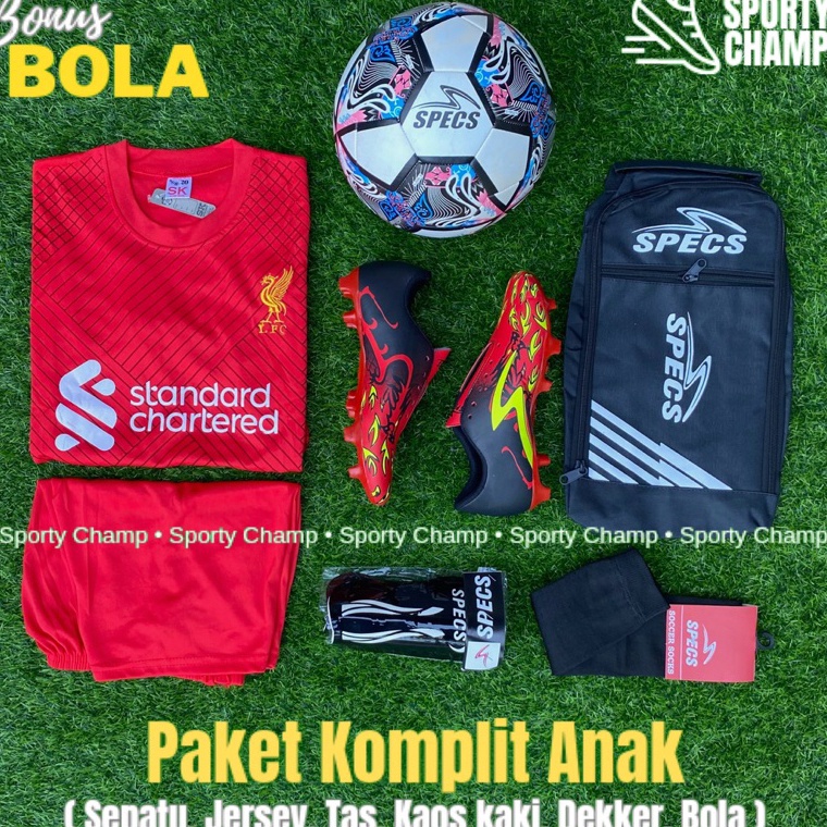 Penjualan Ekonomis Paket Sepatu Sepak bola Anak Specs Dragon Naga Lengkap Bonus Bola Paket Komplit S