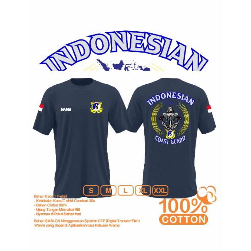 kaos indonesian lengan pendek/kplp/coast guard
