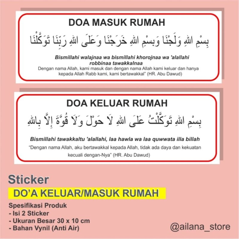 

STIKER DOA KELUAR MASUK RUMAH • UKURAN BESAR • ANTI AIR