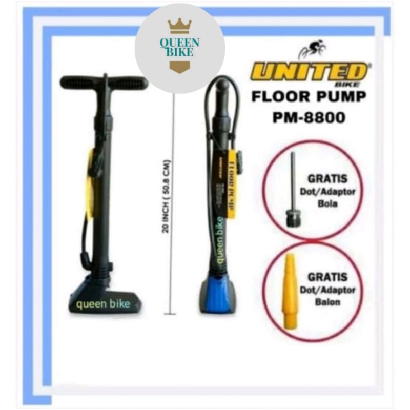 Pompa Ban Sepeda / Motor Multi Cop Pentil Motor Av / Fv Fixie UNITED PM-8800