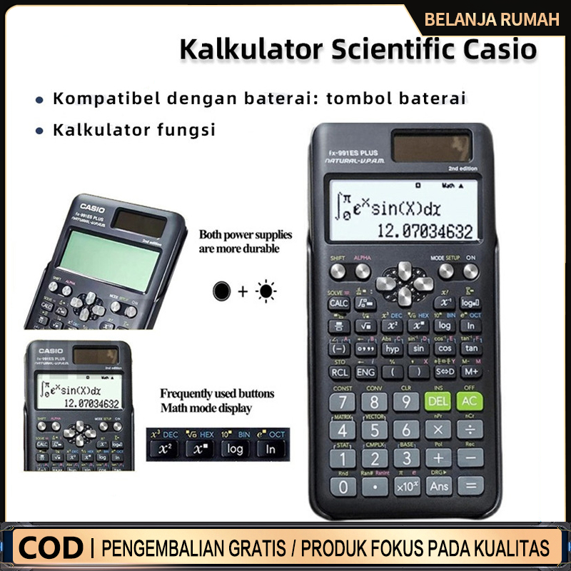 

Kalkulator Scientific Casio ilmiah FX-991EX/991ES-Plus Calculator Scientific Casio Kalkulator Casio Scientific 417 Fungsi/Dua Sumber Tenaga Baterai Dan Tenaga Matahari/40 Konstanta Rumus