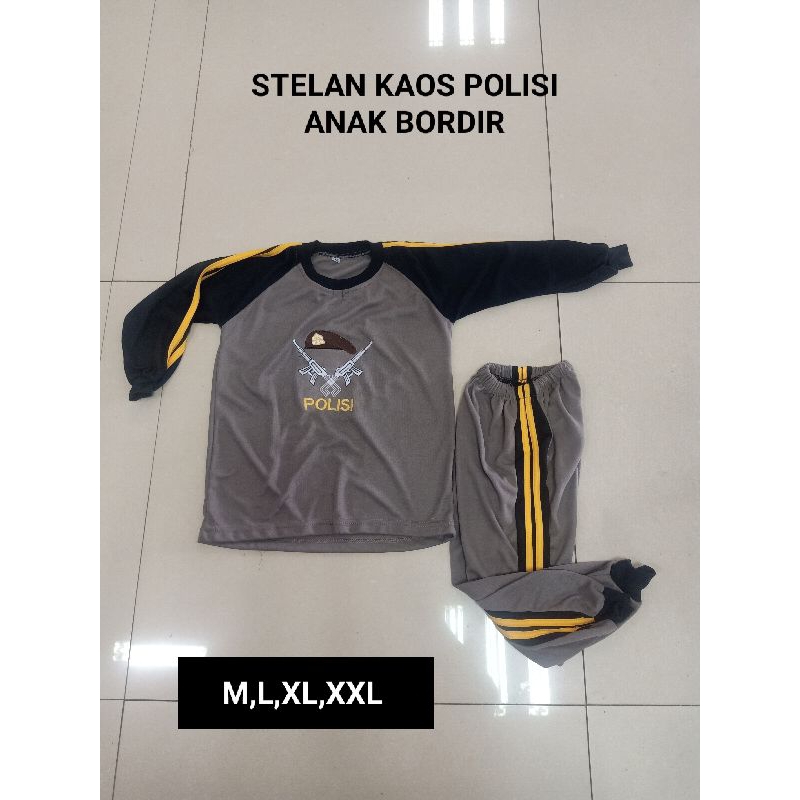 STELAN KAOS POLISI ANAK BORDIR murah‼️