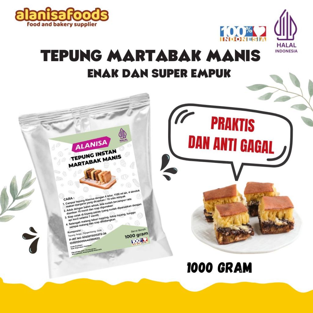 

Promo !!! 1kg TEPUNG PREMIX MARTABAK MANIS / TERANGBULAN