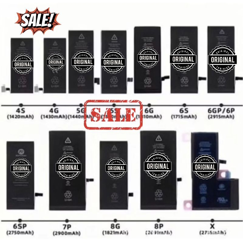 BATERAI BATTERY Second  gembling IPHONE TYPE SERI 5S / 6/ 6S/6 PLUS / 6S PLUS/7/7PLUS/8/8PLUS/X/11/1