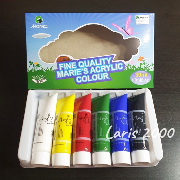 

KODE N39X Cat Akrilik Set 6 Acrylic Paint Set Maries 3 ml Warna Dasar