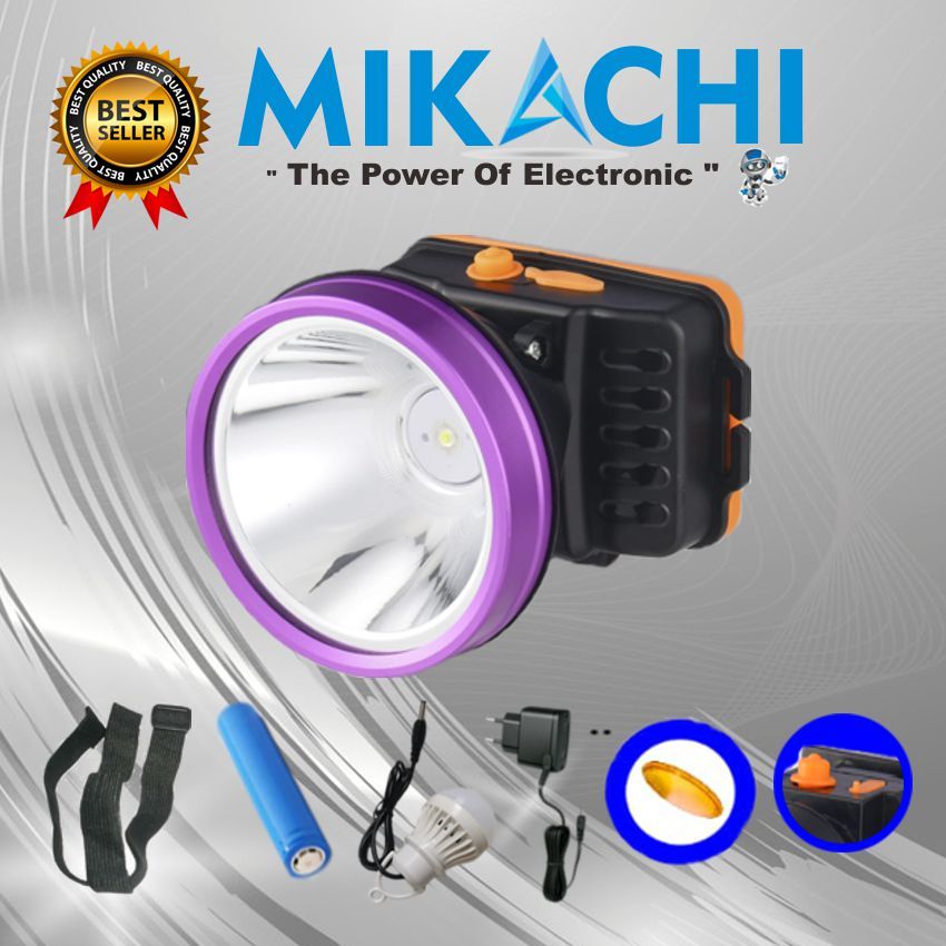 Senter kepala led Mikachi 50W Baterai lepas/ bisa di ganti MC-6450
