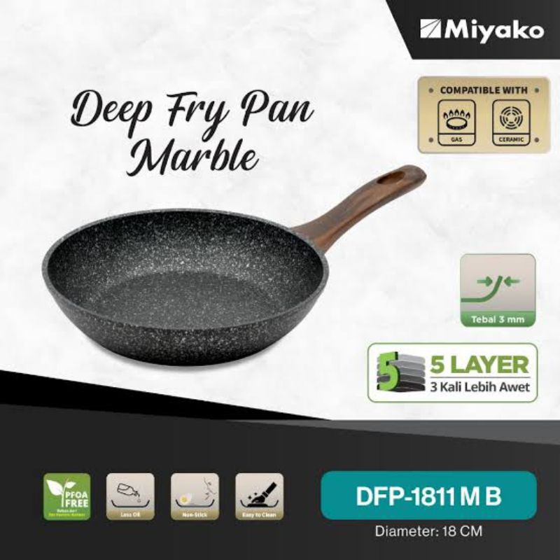*KHUSUS BATAM* panci MIYAKO deep frypan marble/panci goreng tebal/panci marble/panci anti lengket