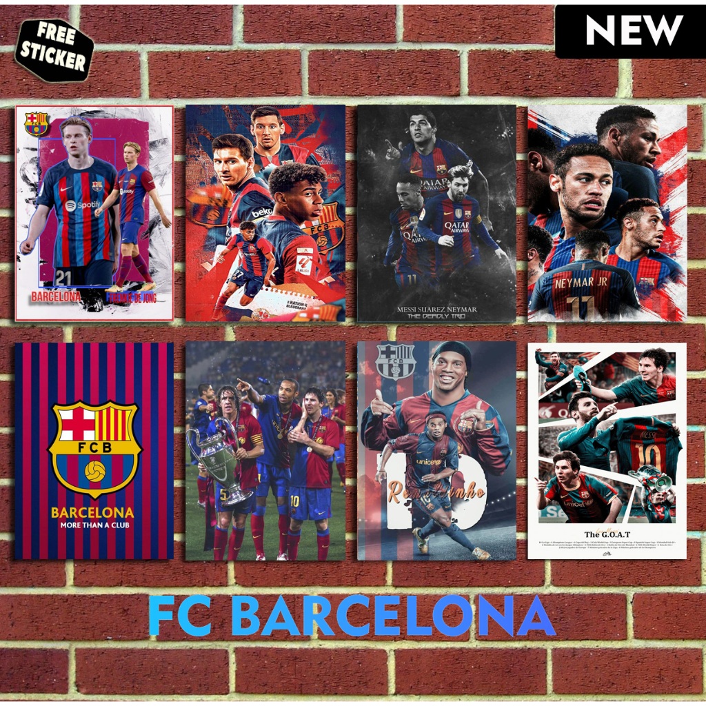RB Poster Vintage Football Laliga/ Barcelona/ Real Madrid /Atletico Madrid / Free Sticker/ Free