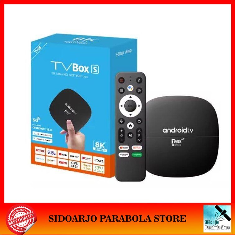 BestPromo Set Top Box Smart Tv Android Digital Atv Tv98 4K Resolution Uhd Wifi Bluetooth Remote