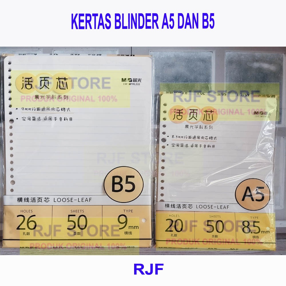 lembar Refill Kertas Binder Isi Binder Kertas File